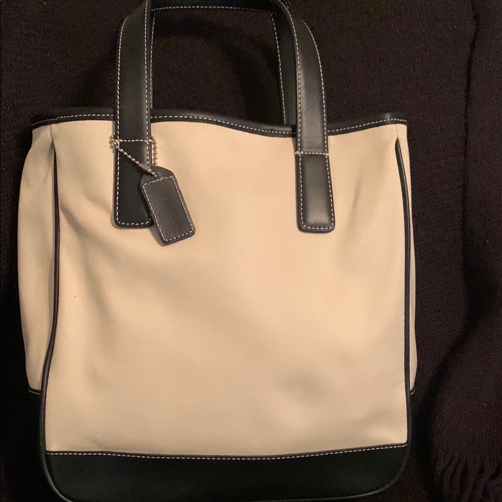 Coach Black and Cream Structured Tote